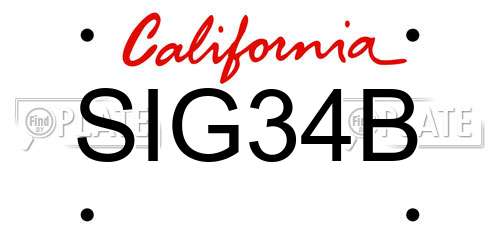 SIG34B California License Plate