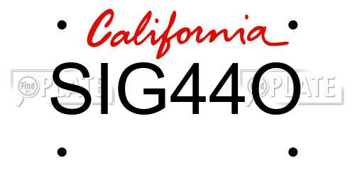 SIG44O California License Plate