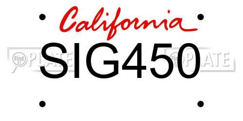 SIG450 California License Plate