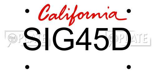 SIG45D California License Plate