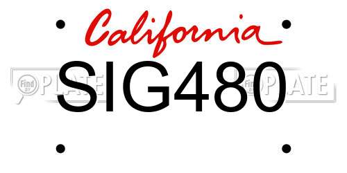 SIG480 California License Plate