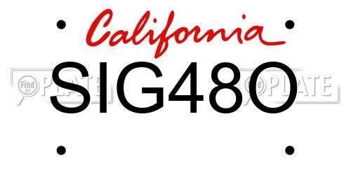 SIG48O California License Plate
