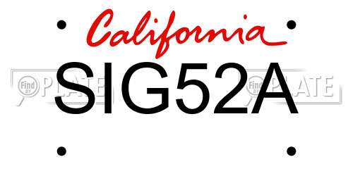 SIG52A California License Plate