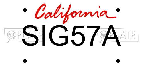 SIG57A California License Plate