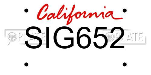 SIG652 California License Plate