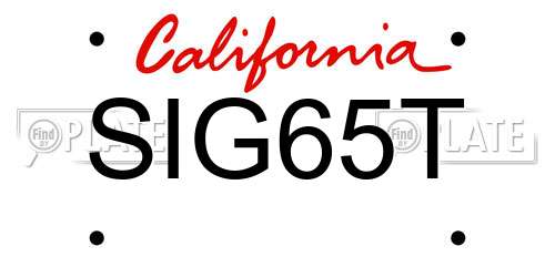 SIG65T California License Plate