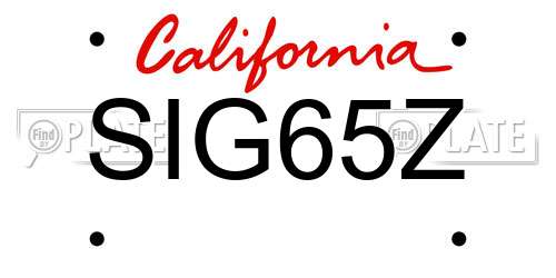 SIG65Z California License Plate