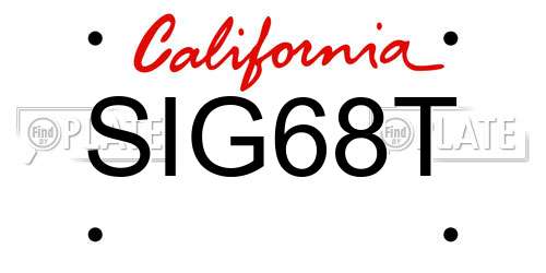 SIG68T California License Plate