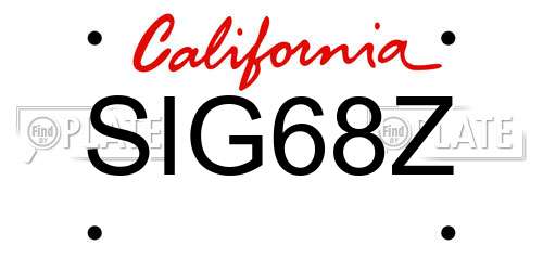 SIG68Z California License Plate