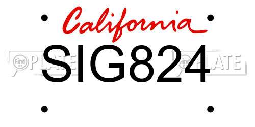 SIG824 California License Plate