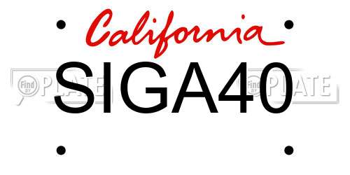 SIGA40 California License Plate