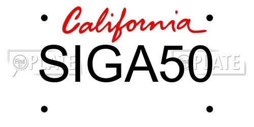 SIGA50 California License Plate
