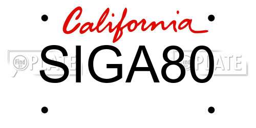 SIGA80 California License Plate