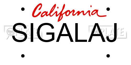 SIGALAJ California License Plate