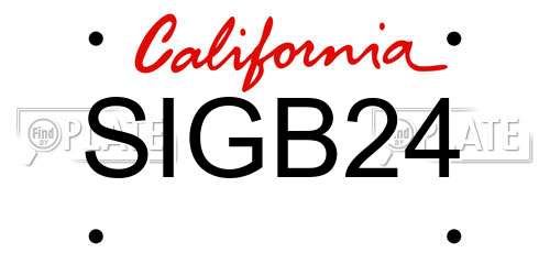 SIGB24 California License Plate
