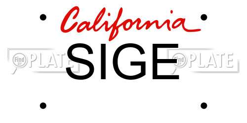 SIGE California License Plate