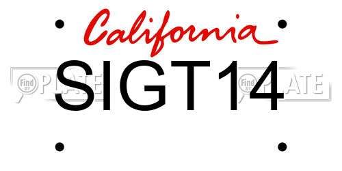 SIGT14 California License Plate