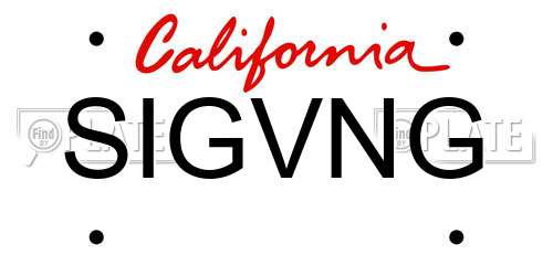 SIGVNG California License Plate