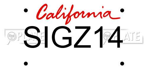SIGZ14 California License Plate