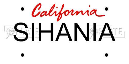 SIHANIA California License Plate