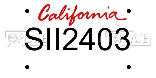 SII2403 California License Plate