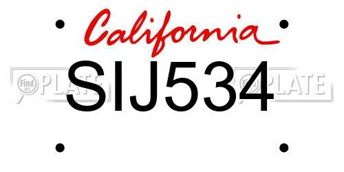SIJ534 California License Plate