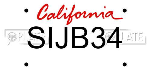 SIJB34 California License Plate