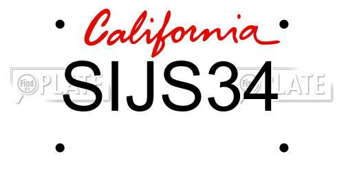 SIJS34 California License Plate