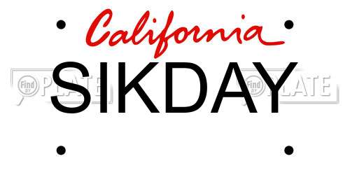 SIKDAY California License Plate
