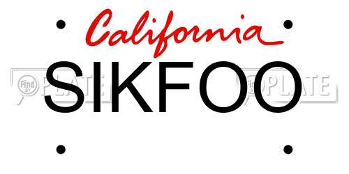 SIKFOO California License Plate