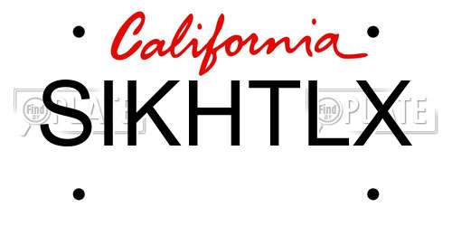 SIKHTLX California License Plate