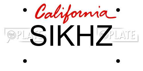 SIKHZ California License Plate