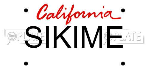 SIKIME California License Plate