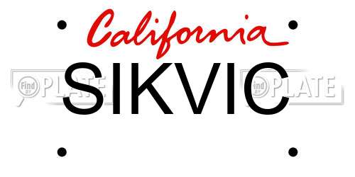 SIKVIC California License Plate