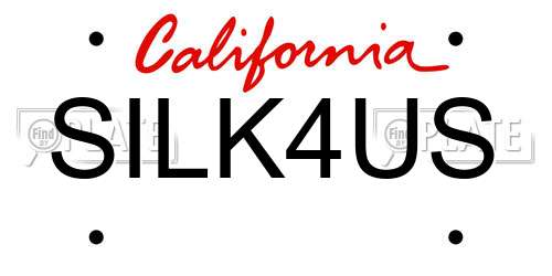 SILK4US California License Plate