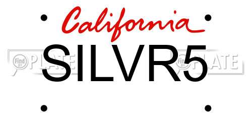 SILVR5 California License Plate