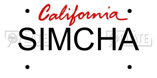 SIMCHA California License Plate