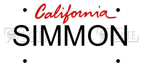 SIMMON California License Plate