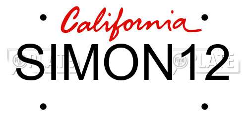 SIMON12 California License Plate