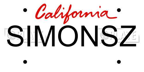 SIMONSZ California License Plate