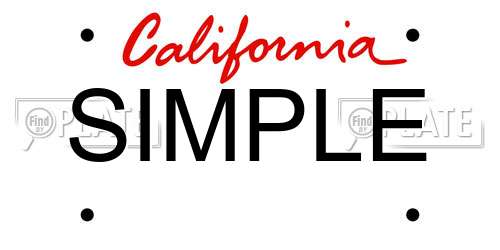 SIMPLE California License Plate