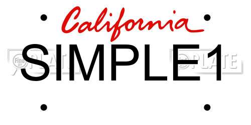 SIMPLE1 California License Plate