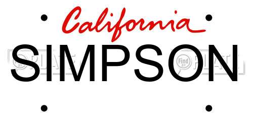 SIMPSON California License Plate