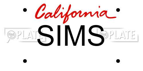 SIMS California License Plate