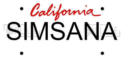 SIMSANA California License Plate