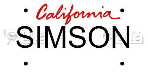 SIMSON California License Plate