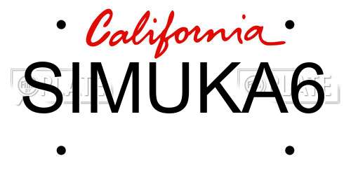 SIMUKA6 California License Plate
