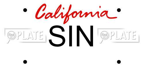 SIN California License Plate
