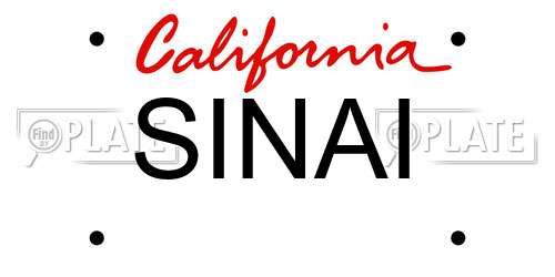 SINAI California License Plate