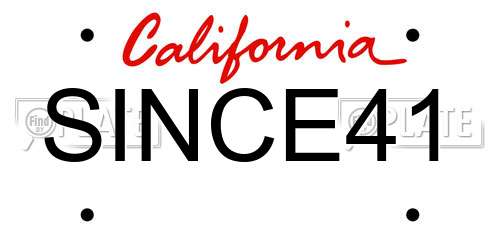 SINCE41 California License Plate